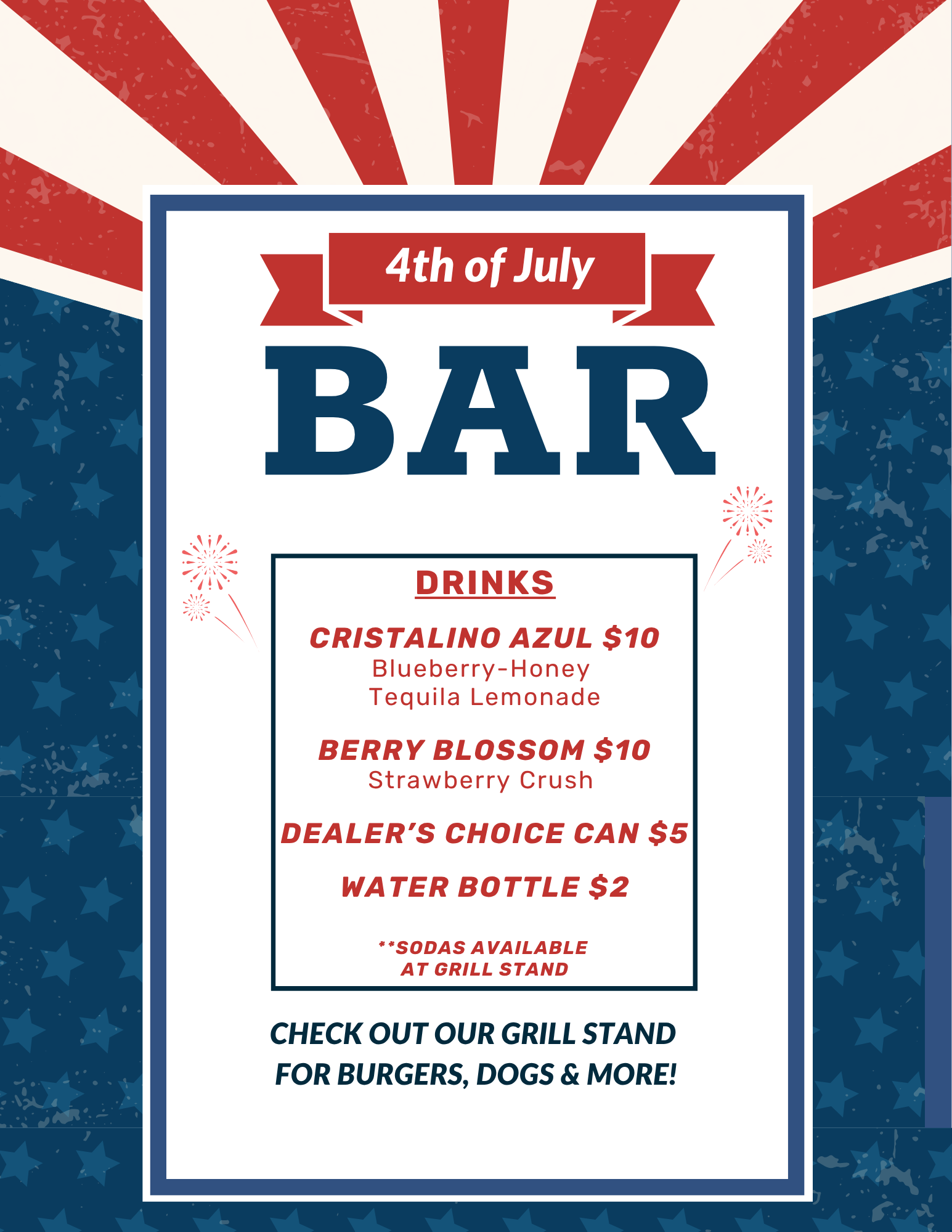 col 4th of july bar menu